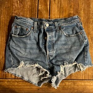 Levi's Blue Jean Shorts Distressed Frayed Hem